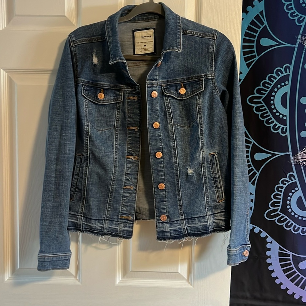 Sonoma Denim Jean Everyday Jacket Raw Hem Frayed